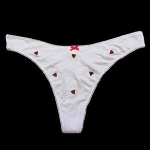 Victorias Secret Pink Soft Cotton Thong Panty Script Logo Green